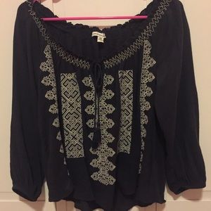 Embroidered Peasant Top